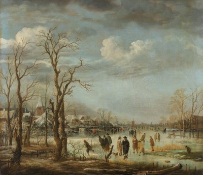 Widok na rzekę zimą, 1630-60 autorstwa Aert van der Neer