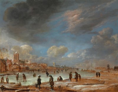 Widok na rzekę zimą, 1655-60 autorstwa Aert van der Neer