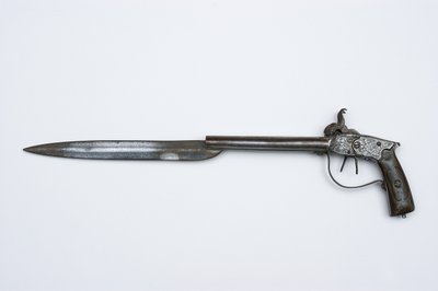 Pistolet kapiszonowy dwulufowy, ok. 1840 (stal, mosiądz i róg) autorstwa African