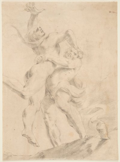 Studium dla Herkulesa i Anteusza autorstwa After Annibale Carracci