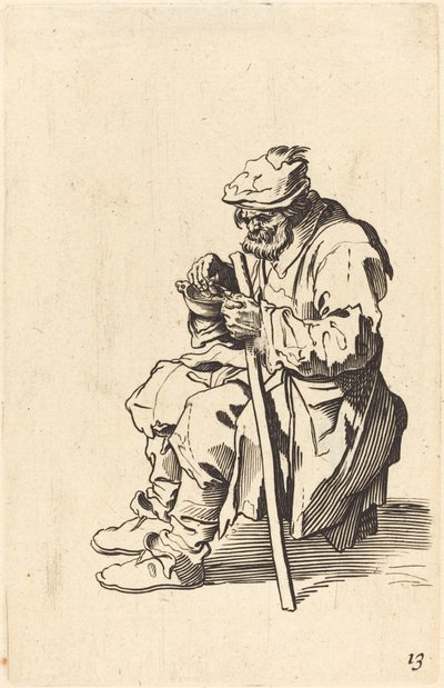 Jedzenie żebraka autorstwa After Jacques Callot