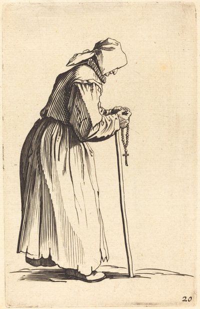 Żebraczka z różańcem autorstwa After Jacques Callot
