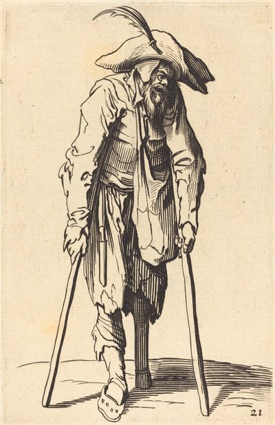 Żebrak z drewnianą nogą autorstwa After Jacques Callot