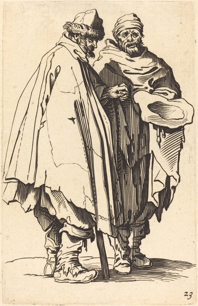 Ślepy żebrak i towarzysz autorstwa After Jacques Callot