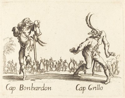 Facet. Bonbardon i Cap. Krykiet autorstwa After Jacques Callot