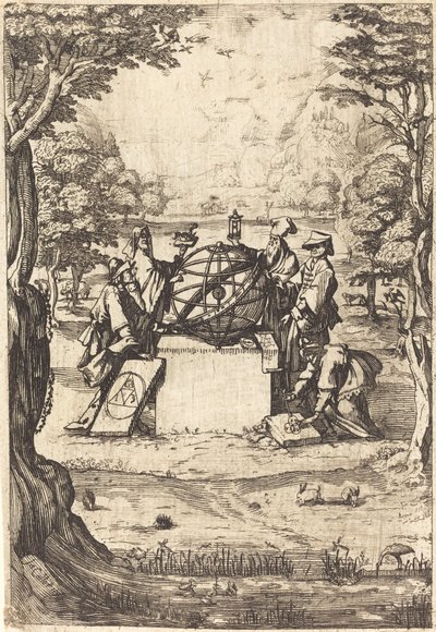 Frontyspis do Sacred Cosmologia (Tytuł z astrologami) autorstwa After Jacques Callot