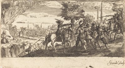 Krajobraz ze sceną bitwy autorstwa After Jacques Callot
