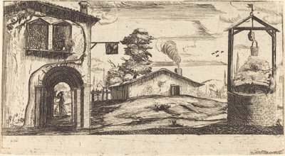 Krajobraz ze studnią autorstwa After Jacques Callot