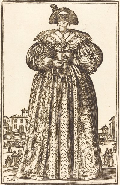 Szlachetna kobieta w masce autorstwa After Jacques Callot