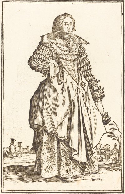Szlachetna kobieta z dużym kołnierzem autorstwa After Jacques Callot