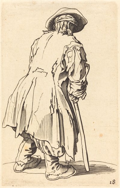Stary żebrak z jedną kulą autorstwa After Jacques Callot
