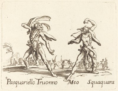 Pasquariello Truonno i Meo Squaquara autorstwa After Jacques Callot