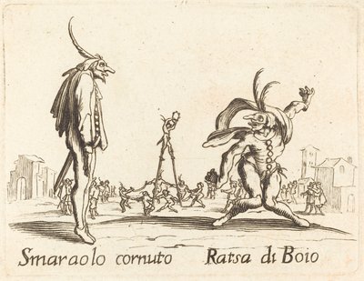 Smaralo Cornuto i Ratsa di Boio autorstwa After Jacques Callot