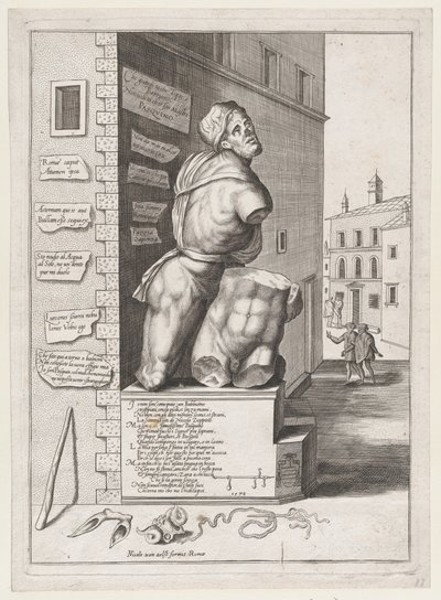 Posąg Pasquina w Domu Kardynała Ursino, Wydany po 1582 r., Wydany po 1582 r. autorstwa After Nicolas Beatrizet.
