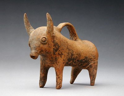 Słój w kształcie wołu, ok. 1575-1400 pne (ceramika) autorstwa Age Bronze