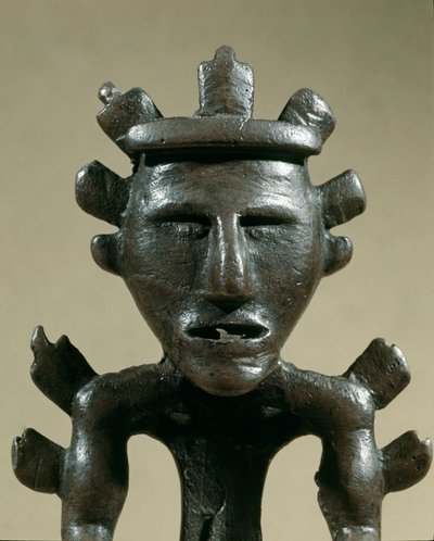 Prehistoria: brązowa figurka wojownika Tresora Galicji (Kostroma, Rosja). 1500 pne. Epoka brązu. Moskwa, Państwowe Muzeum Historyczne autorstwa Age Bronze