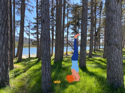 Sirsasana, 2023 (sztuka cyfrowa na fotografii) autorstwa Agnes Girardon