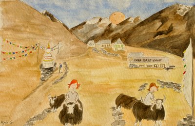 Podróż, Langtang, 2015, akwarela na papierze autorstwa Agnes Girardon