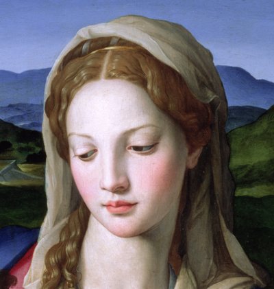 Święta Rodzina ze św. Anną i dzieciątkiem św. Jan Chrzciciel, ok. 1550 olej na płycie detal z 82824 autorstwa Agnolo Bronzino