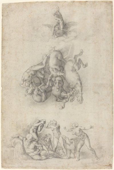 Upadek Faetona autorstwa Agnolo Bronzino or Giulio Clovio after Michelangelo