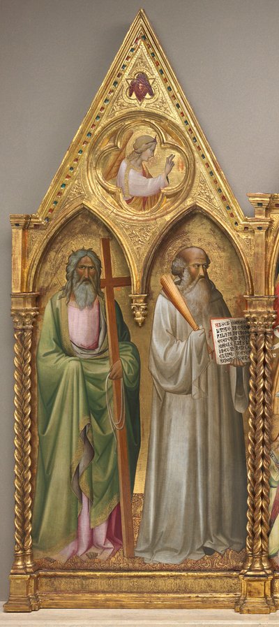Św. Andrzej i Św. Benedykt z Archaniołem Gabrielem [lewy panel] autorstwa Agnolo Gaddi