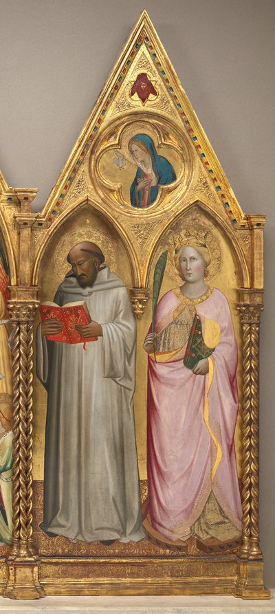 Św. Bernard i Św. Katarzyna Aleksandryjska z Dziewicą Zwiastowania [prawy panel] autorstwa Agnolo Gaddi