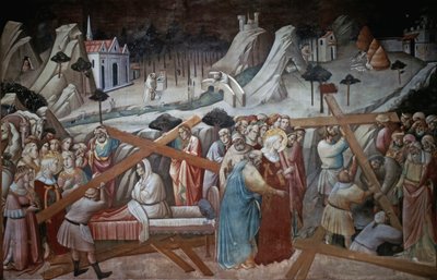 Helena kopie, aby odnaleźć Prawdziwy Krzyż, z cyklu Legenda o Prawdziwym Krzyżu autorstwa Agnolo Gaddiego, kaplica Bazyliki Santa Croce, Florencja, ok. 1380 r. autorstwa Agnolo Gaddi