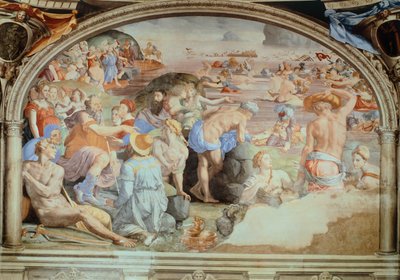 Przejście przez Morze Czerwone, fresk Agnolo Bronzino (1503-1572). Kaplica Eleonory z Toledo, Palazzo Vecchio, Florencja. Włochy autorstwa Agnolo Bronzino