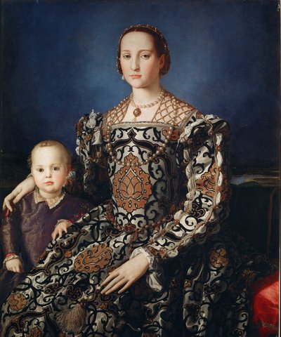Portret Eleonory da Toledo z synem Giovannim - Olej na płótnie autorstwa Agnolo Bronzino