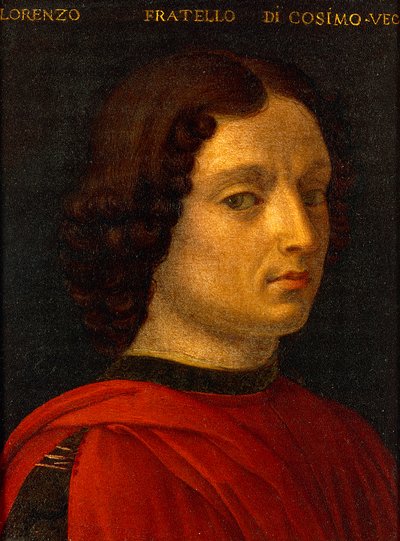 Portret Wawrzyńca Medyceusza Starszego, autorstwa Agnolo Bronzino, ok. 1565-1569, olej na cynie autorstwa Agnolo Bronzino