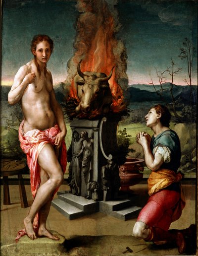 Pigmalion i Galatee (lub Galathee) Obraz Agnolo di Cosimo di Mariano w Il Bronzino (1502-1572) 1529-1530 Ndz. 81x63 cm Florencja, Galleria degli Uffizi (Muzeum Uffizi) autorstwa Agnolo Bronzino