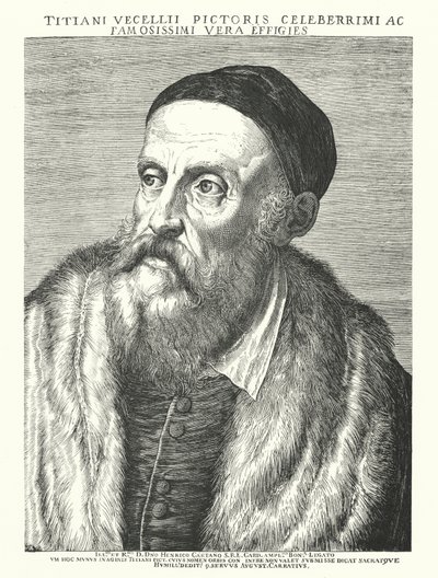 Tycjan, włoski artysta renesansowy (grafika) autorstwa Agostino (after) Carracci