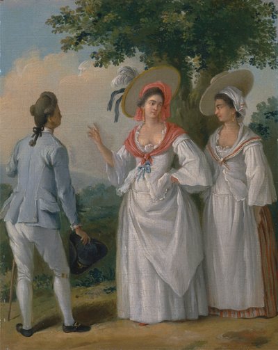 Darmowe kreole z Indii Zachodnich w eleganckiej sukience autorstwa Agostino Brunias