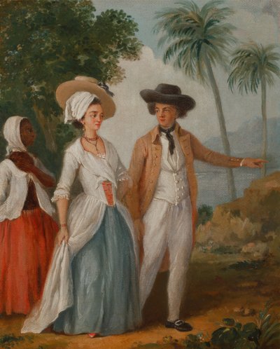 Plantator i jego żona, ze Sługą, Plantatorem i jego żoną, pod opieką służącego, ok. godz. 1780. autorstwa Agostino Brunias