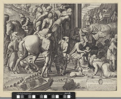 Adoracja Trzech Króli (dolna lewa część) autorstwa Agostino Carracci