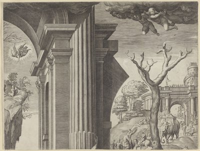 Adoracja Trzech Króli (w prawym górnym rogu) autorstwa Agostino Carracci