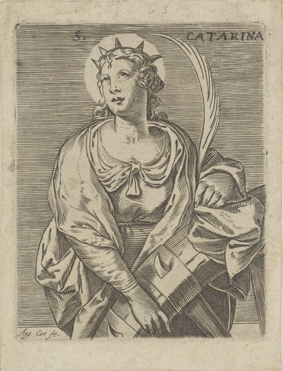 Katarzyna Aleksandryjska S. Catarina (tytuł na obiekcie) autorstwa Agostino Carracci