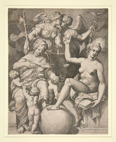 Miłość, sprawiedliwość, prawda i pokój autorstwa Agostino Carracci