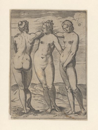 Trzy Gracje Lascivie (tytuł serii) autorstwa Agostino Carracci