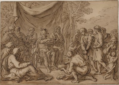 Więźniów stawia się przed lordem pola autorstwa Agostino Carracci