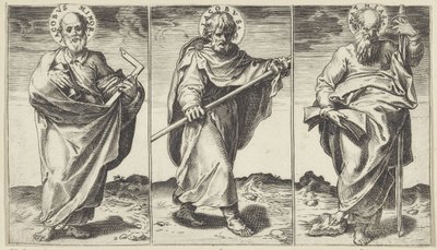 Jakub Mniejszy, Jakub Większy i Maciej Chrystus, Maryja, Jan Chrzciciel i Apostołowie (tytuł serii) autorstwa Agostino Carracci