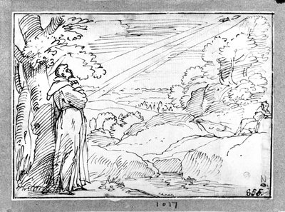 Pejzaż ze świętym Franciszkiem autorstwa Agostino Carracci