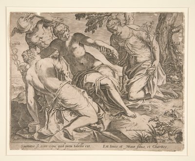Merkury i trzy łaski autorstwa Agostino Carracci