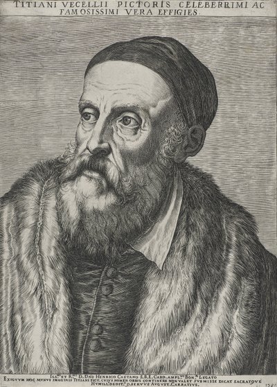 Portret Tycjana, 1587 (rycina na papierze wykładanym ze znakiem wodnym) autorstwa Agostino Carracci