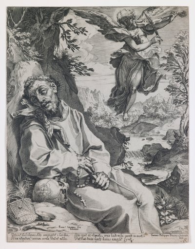 Święty Franciszek pocieszany przez grającego anioła autorstwa Agostino Carracci