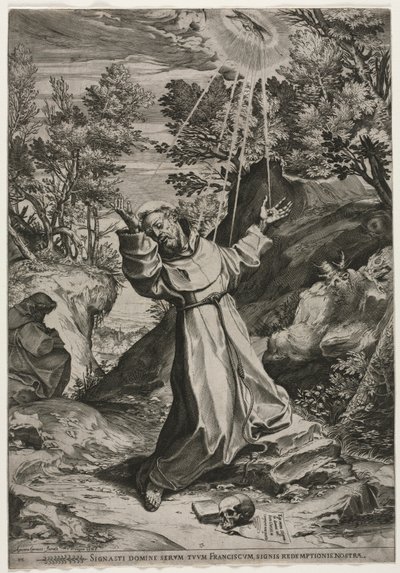 Stygmaty św. Franciszka, 1586 r. autorstwa Agostino Carracci