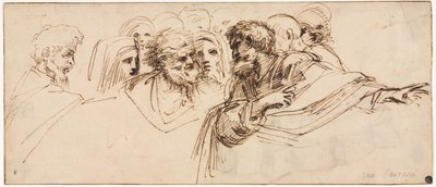 Studium głów (rekto) autorstwa Agostino Carracci