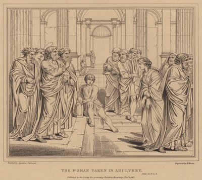 Kobieta przyłapana na cudzołóstwie, John autorstwa Agostino Carracci