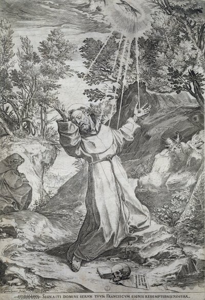 Stygmatyzacja św. Franciszka na górze La Verna (1224) autorstwa Agostino Carracci