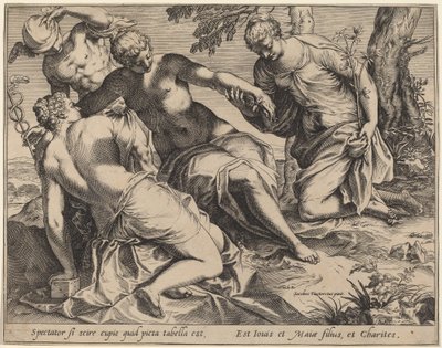 Merkury i trzy łaski autorstwa Agostino Carracci after Jacopo Tintoretto